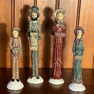 Vintage Windsor Christmas Carolers Singing Resin Tall Skinny Set of 4 Decor